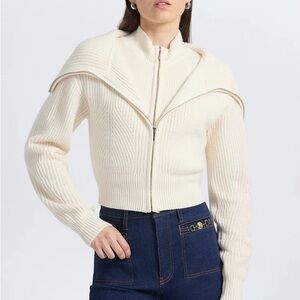 10 Crosby Derek Lam Cream Zip-Up Sweater